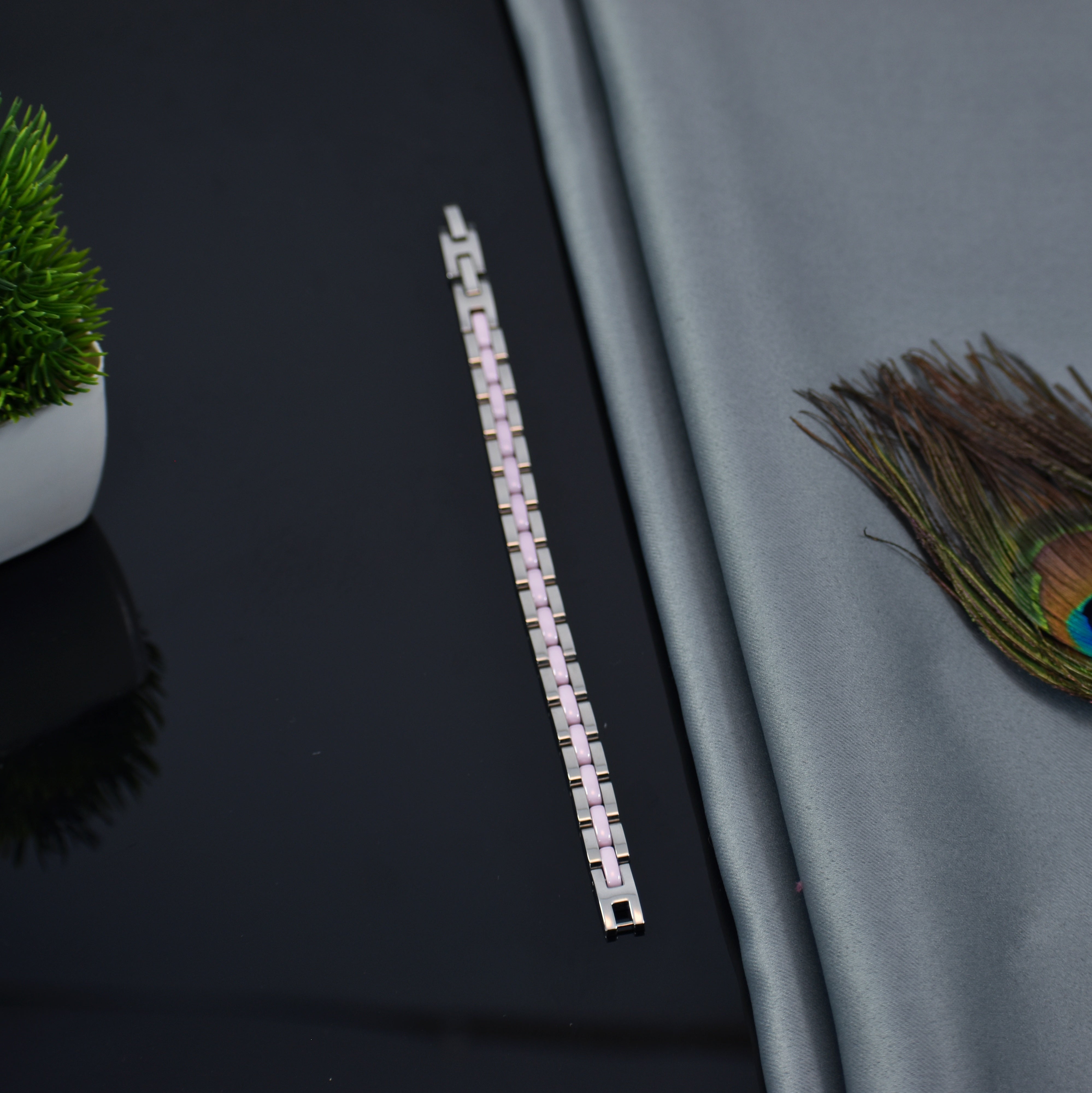 Premium Dual Tone Bracelet – Silver & Pink Finish | Long Lasting | Anti Tarnish