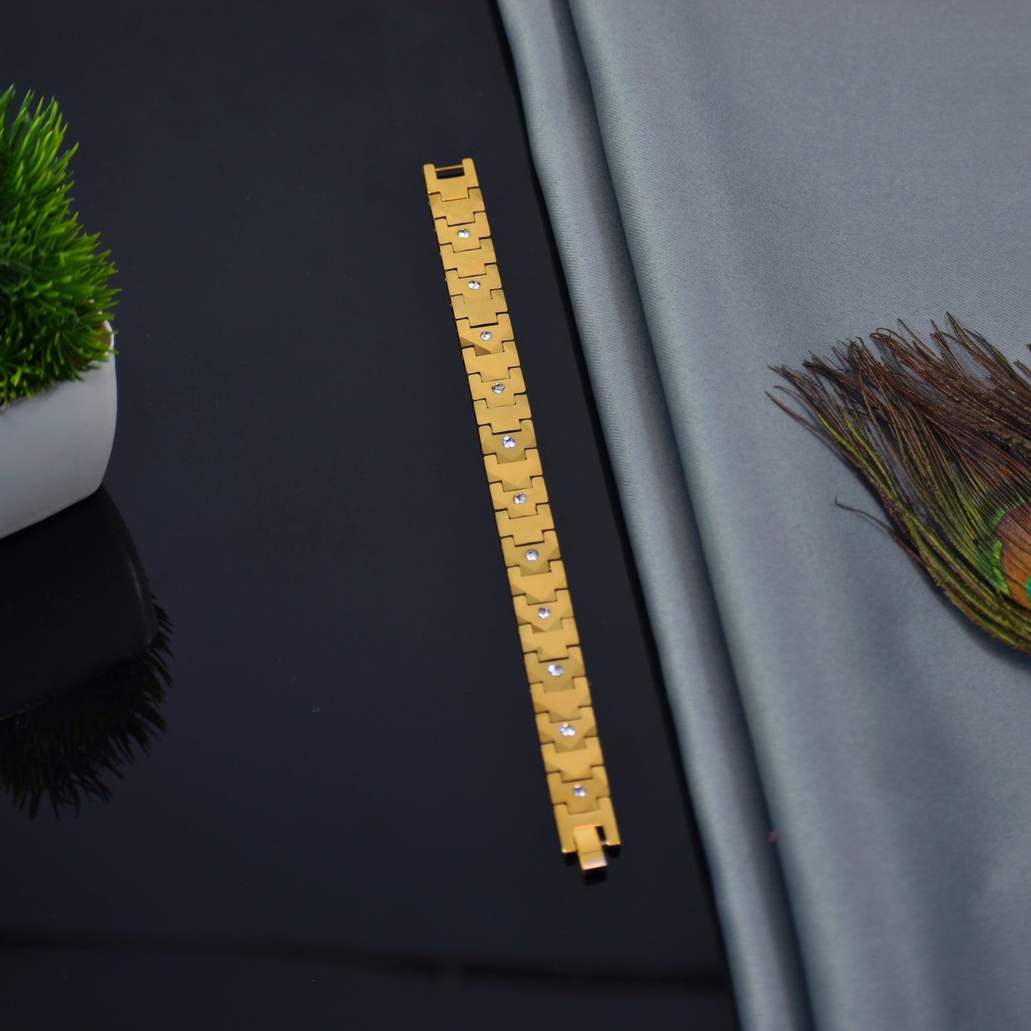 Premium Stone Studded Gold Plated Bracelet – Long Lasting | Anti Tarnish | 6-12 Month Shine