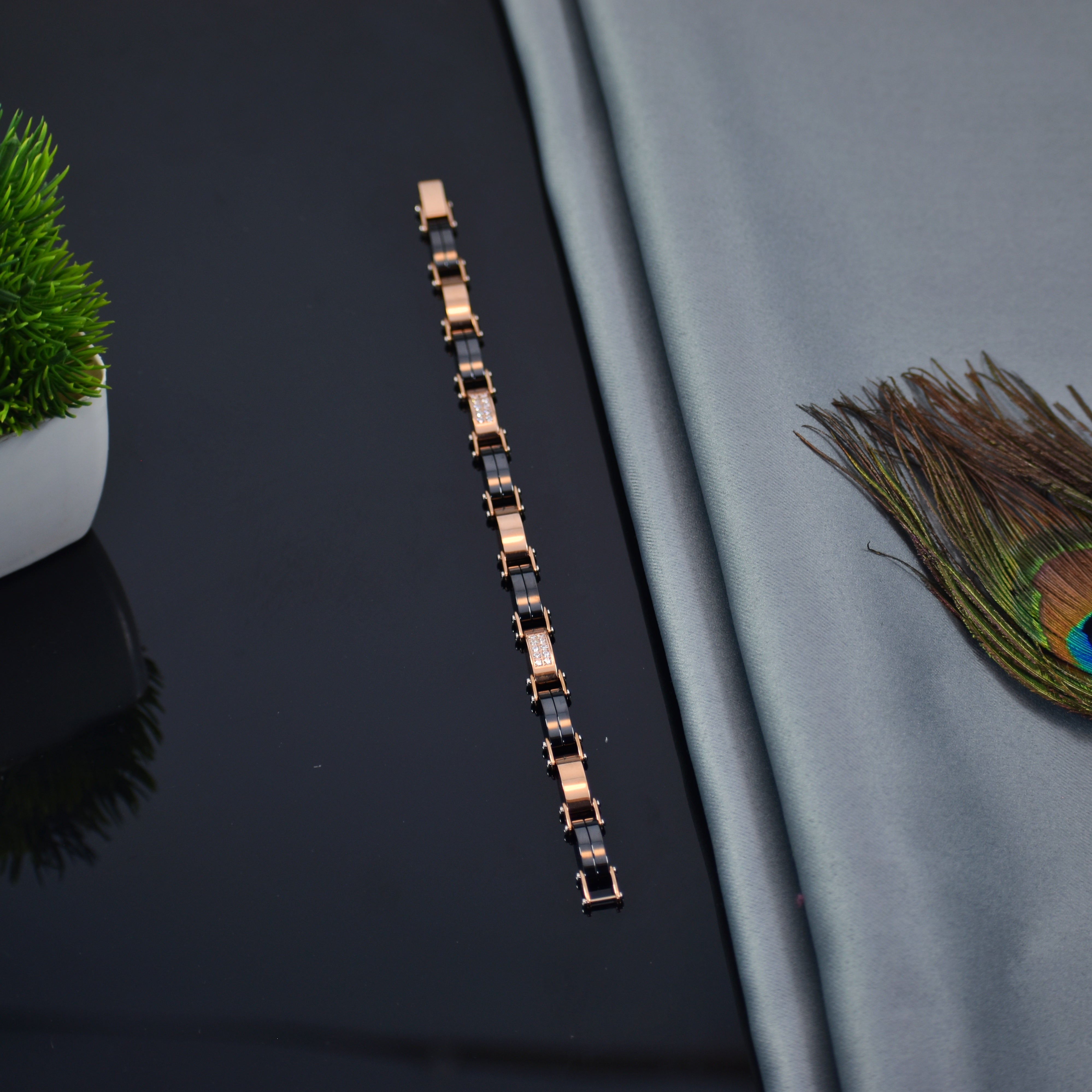 Midnight Rose – Premium Rose Gold & Black Ceramic Bracelet | Anti Tarnish | Long Lasting Shine
