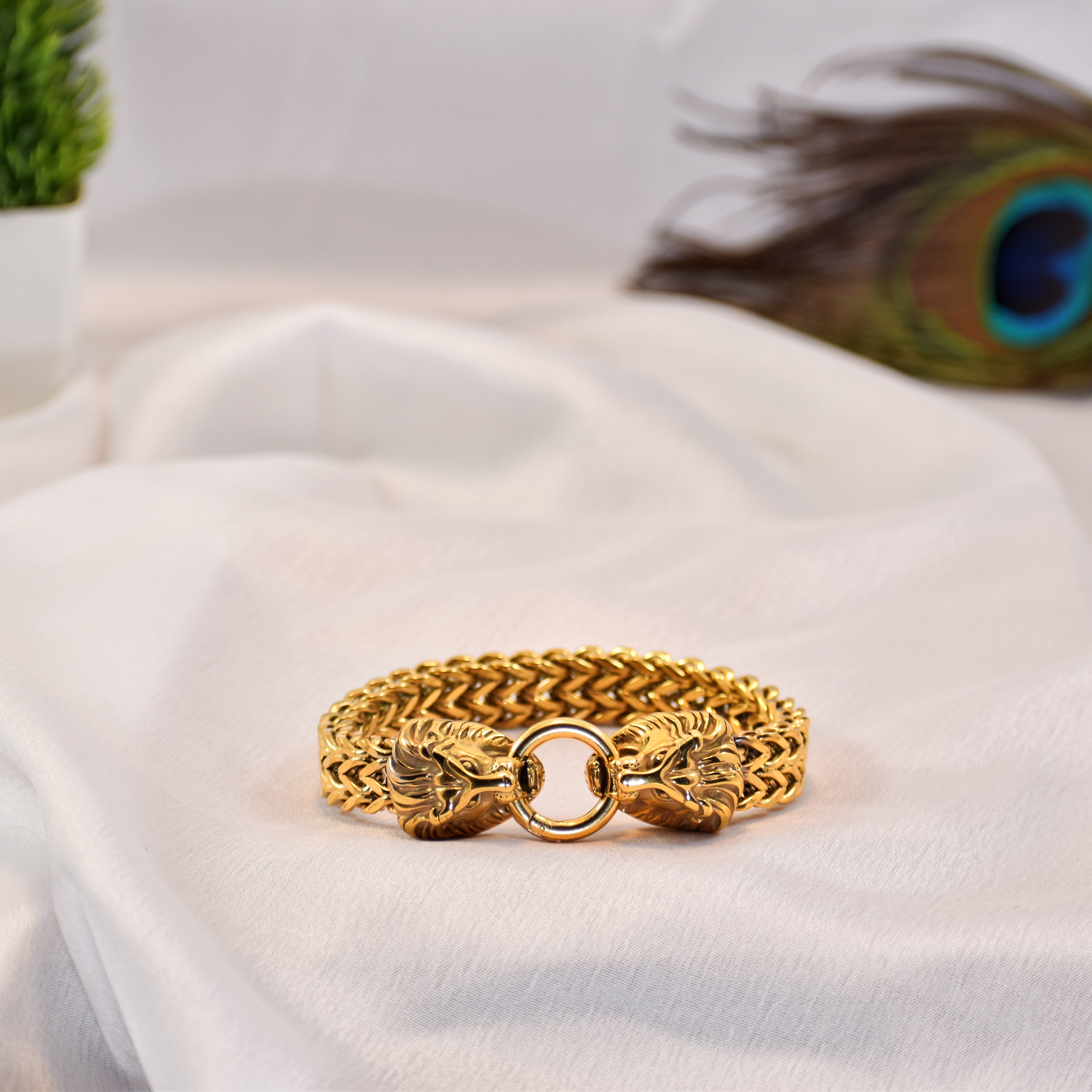 Premium Lion Head Gold-Plated Bracelet | Bold & Royal Design | 6–12 Months Shine