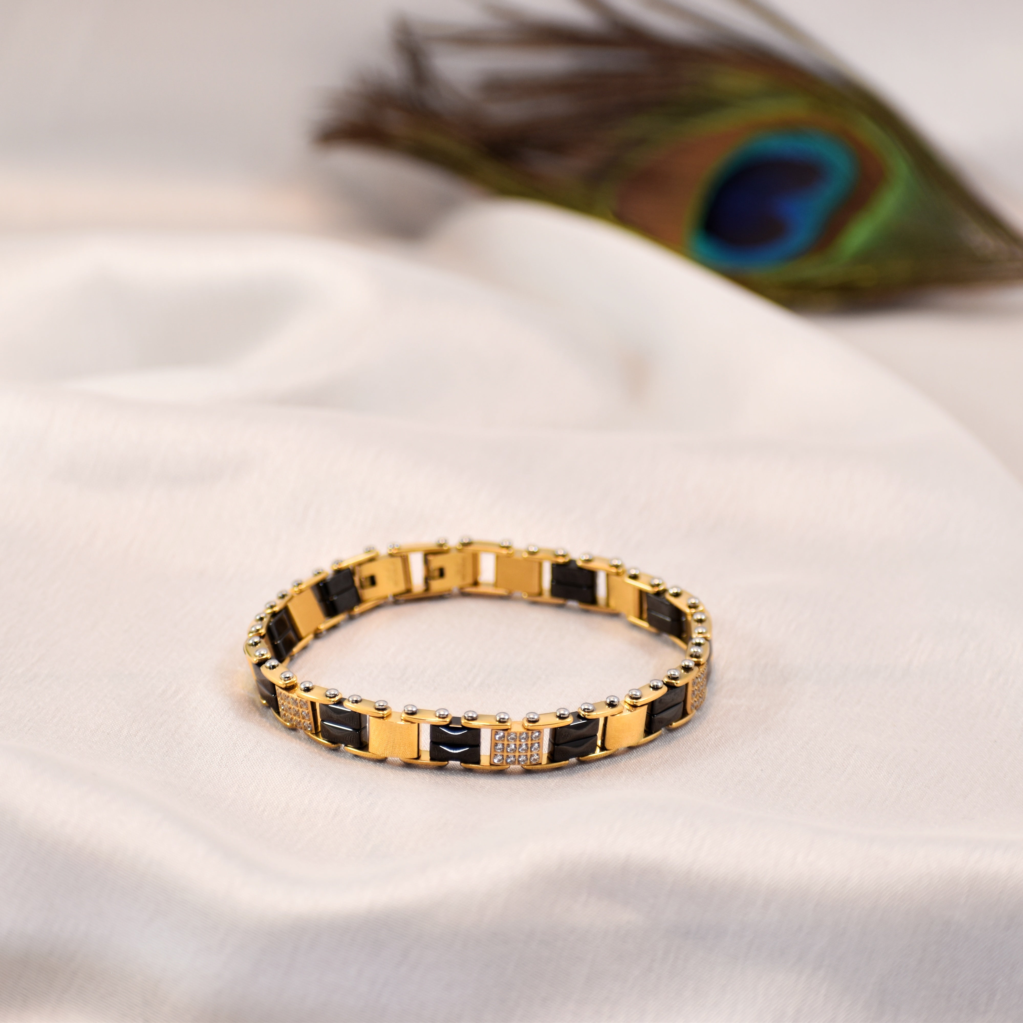 Premium Gold Plated Black Bracelet – Elegant Design | Anti Tarnish & Strong Build