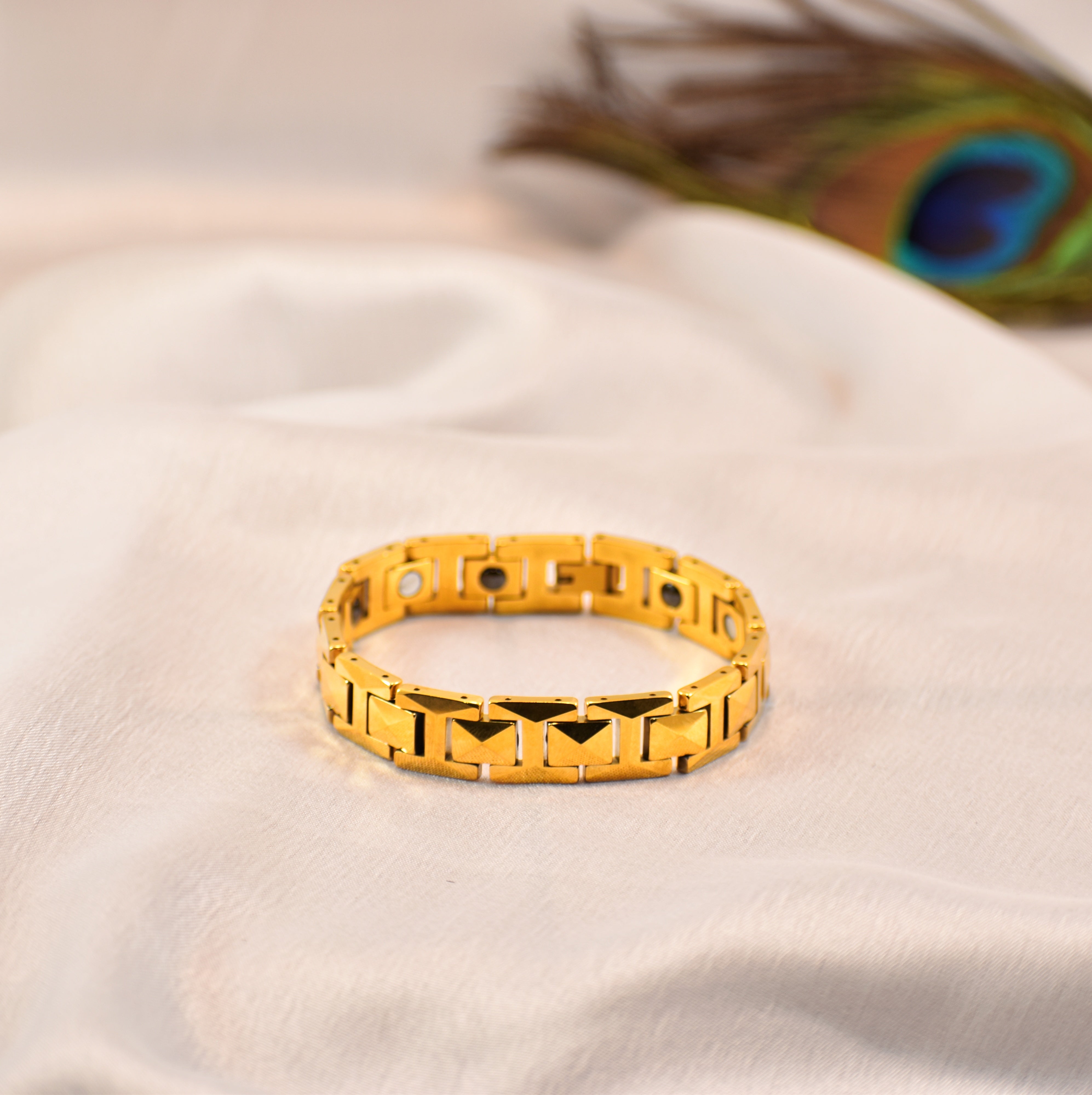 Royal Pyramid Gold Bracelet | Bold Geometric Design | Premium Anti Tarnish