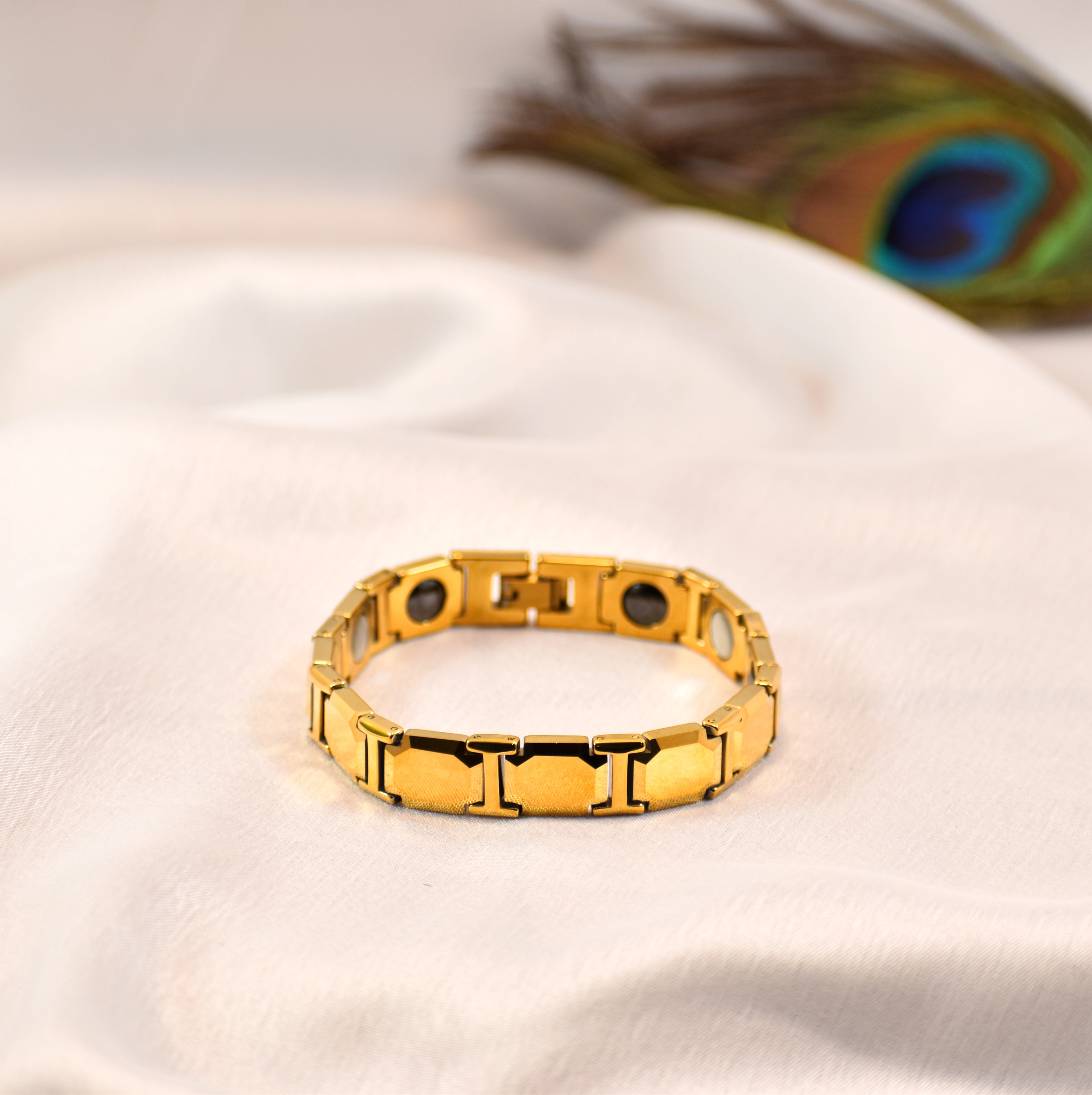 Majestic Gold Link Bracelet | Bold Rectangular Design | Anti Tarnish Finish