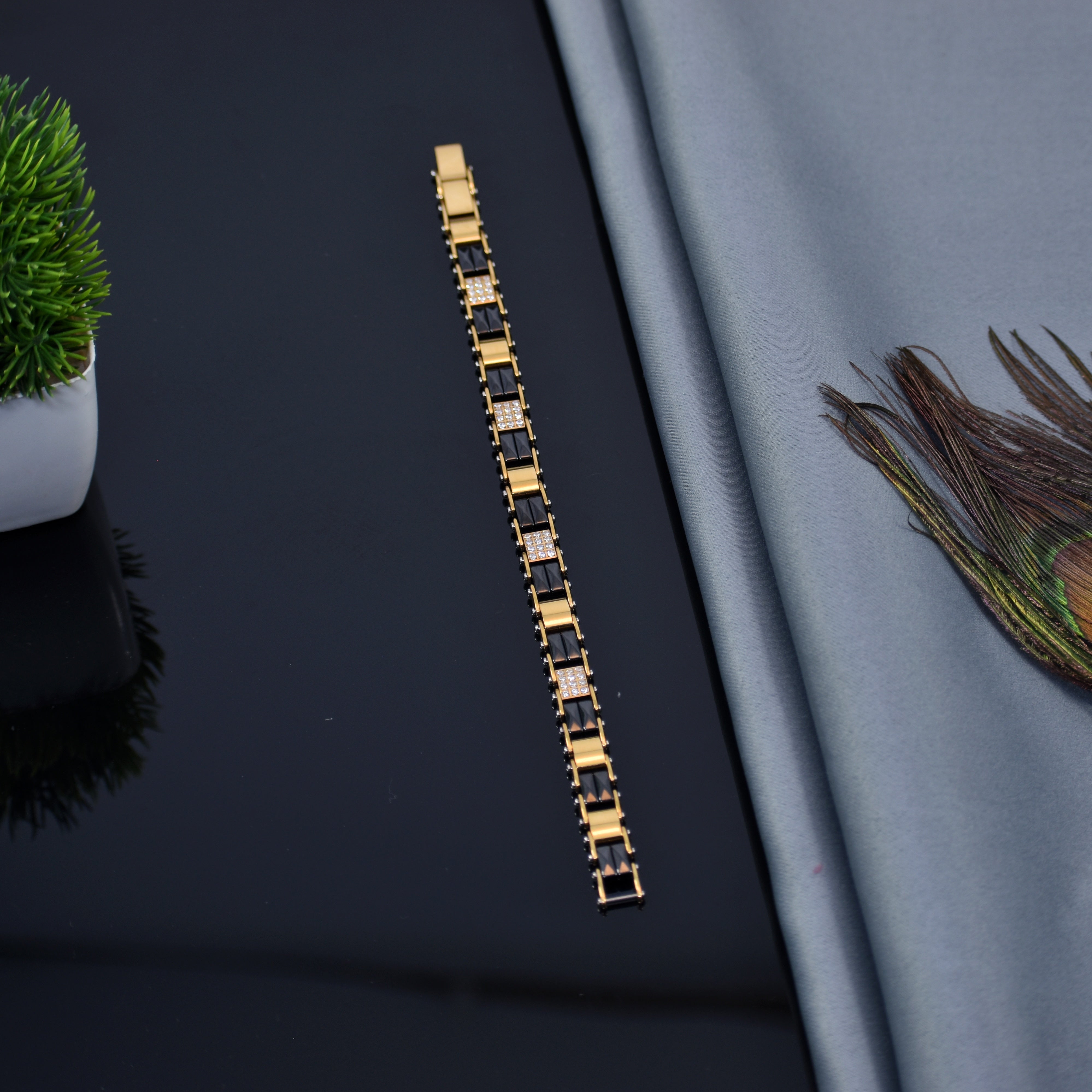 Premium Gold Plated Black Bracelet – Elegant Design | Anti Tarnish & Strong Build