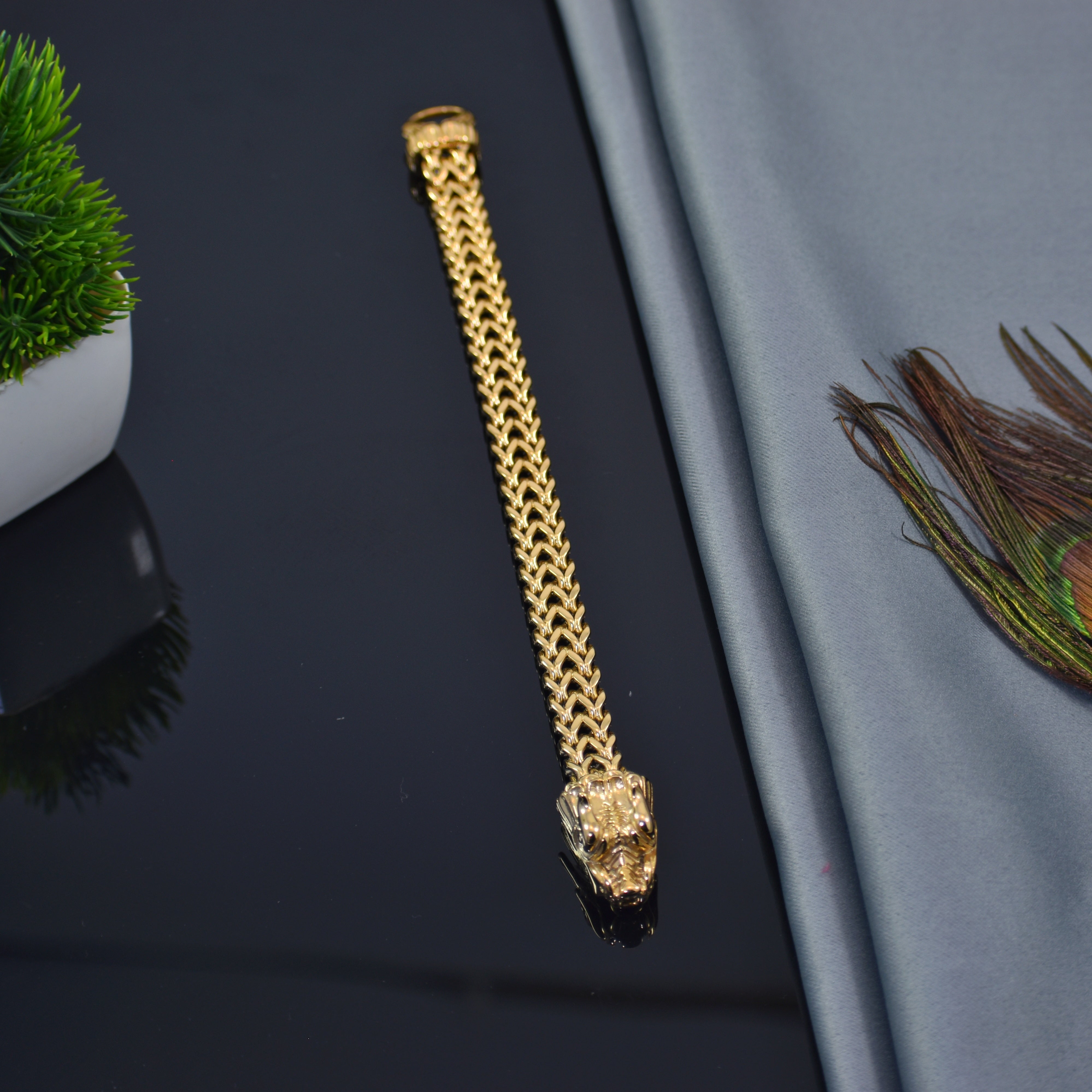 Premium Dragon Head Gold-Plated Bracelet | Bold Royal Design | IGP High Quality | 12 Months Shine |