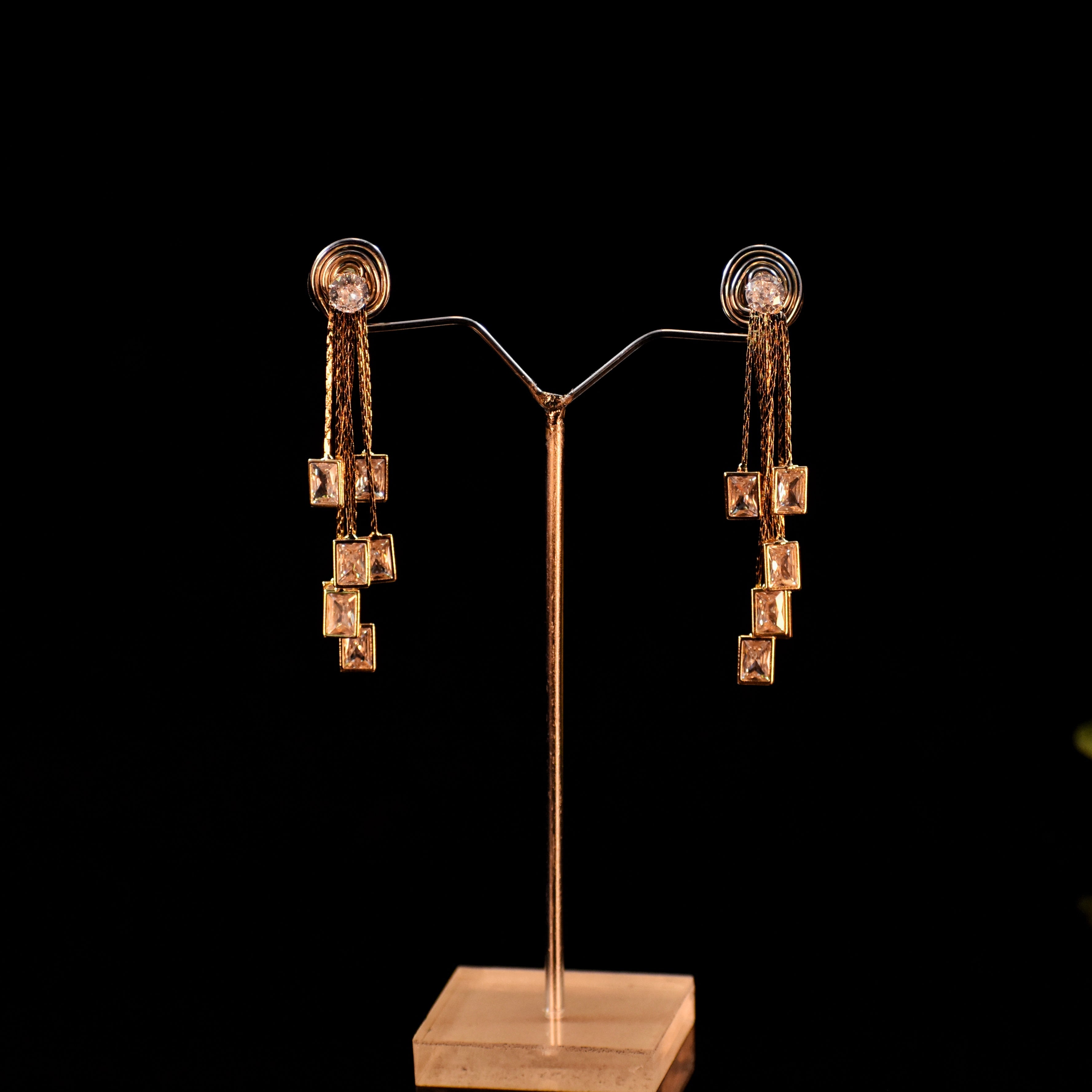 ✨ Premium Square Drop Crystal Earrings | Anti-Tarnish | Rust-Free | દૈનિક પહેરવા લાયક