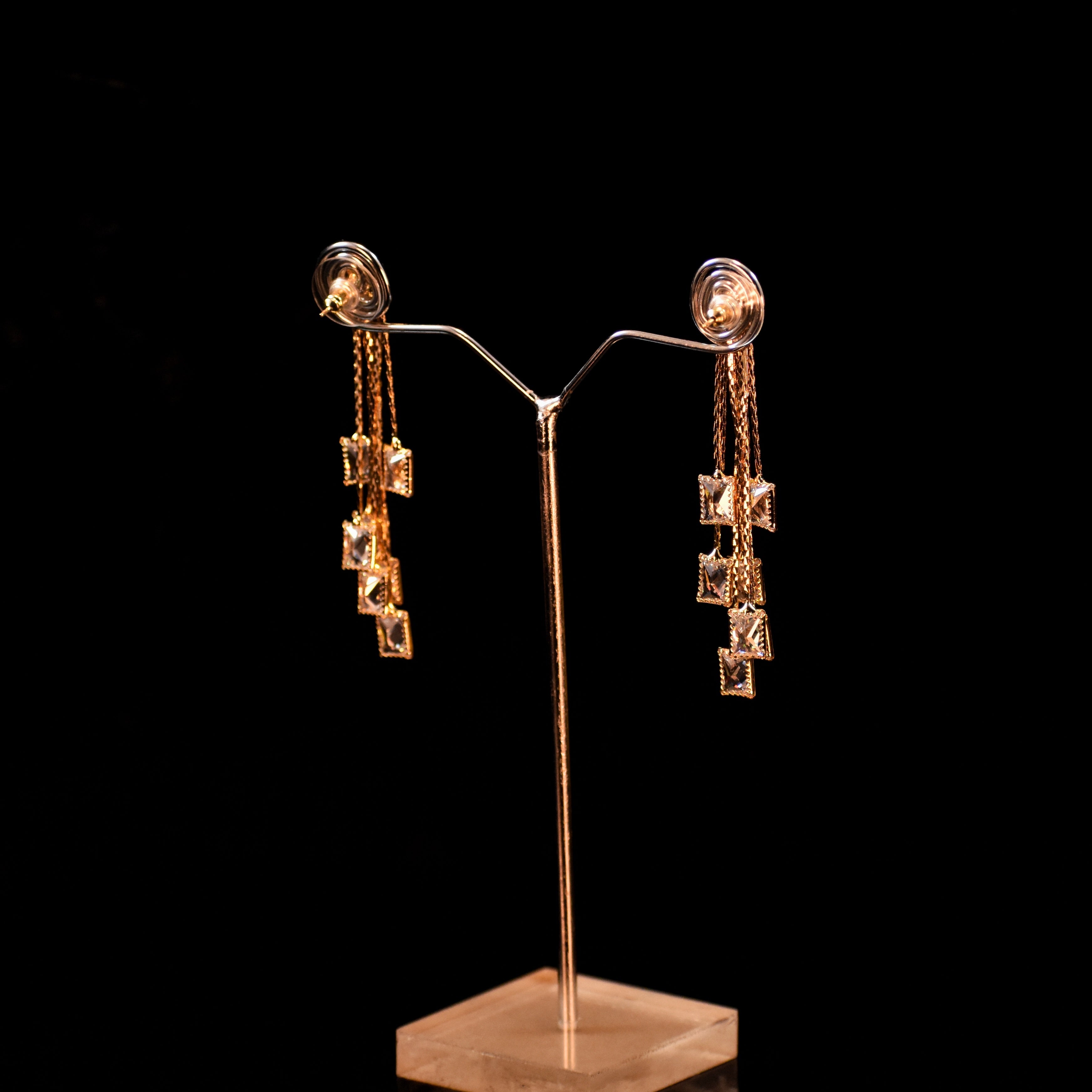 ✨ Premium Square Drop Crystal Earrings | Anti-Tarnish | Rust-Free | દૈનિક પહેરવા લાયક