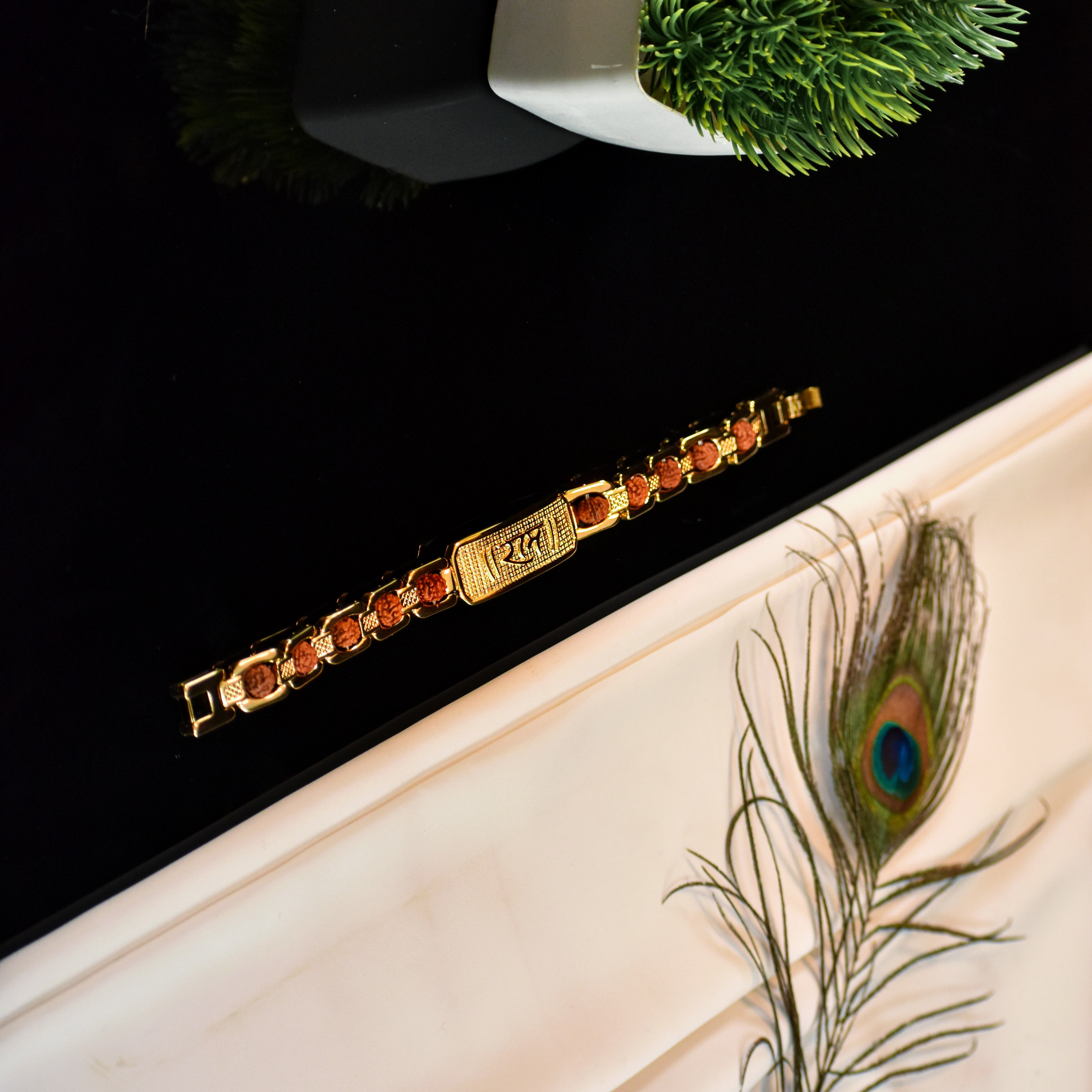 🔱 Ram Gold-Plated Rudraksha Bracelet