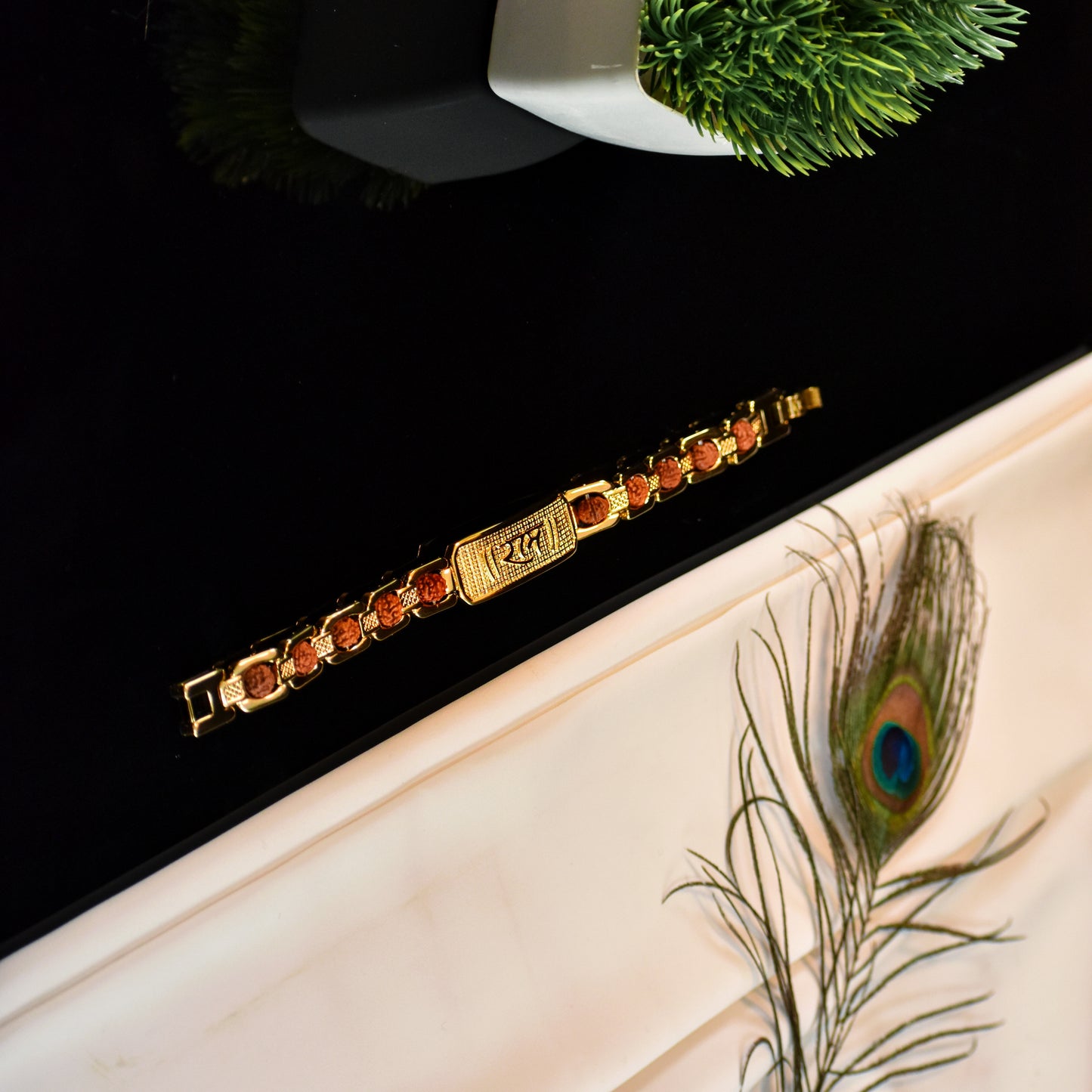 🔱 Ram Gold-Plated Rudraksha Bracelet
