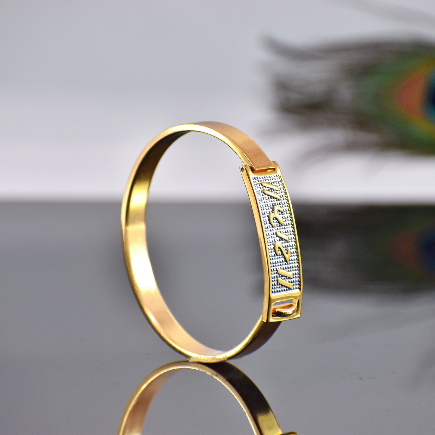 JAI SHRI RAM GOLD PLATED BRACELE KADA ✅ 12-Month Warranty