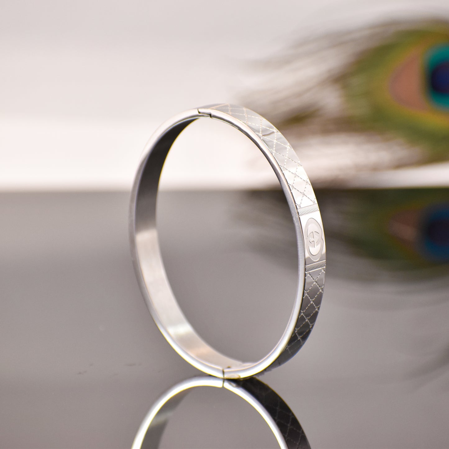 Silver Luxury Designer Kada | Stainless Steel Engraved Bangle 1 Year Warranty ✅