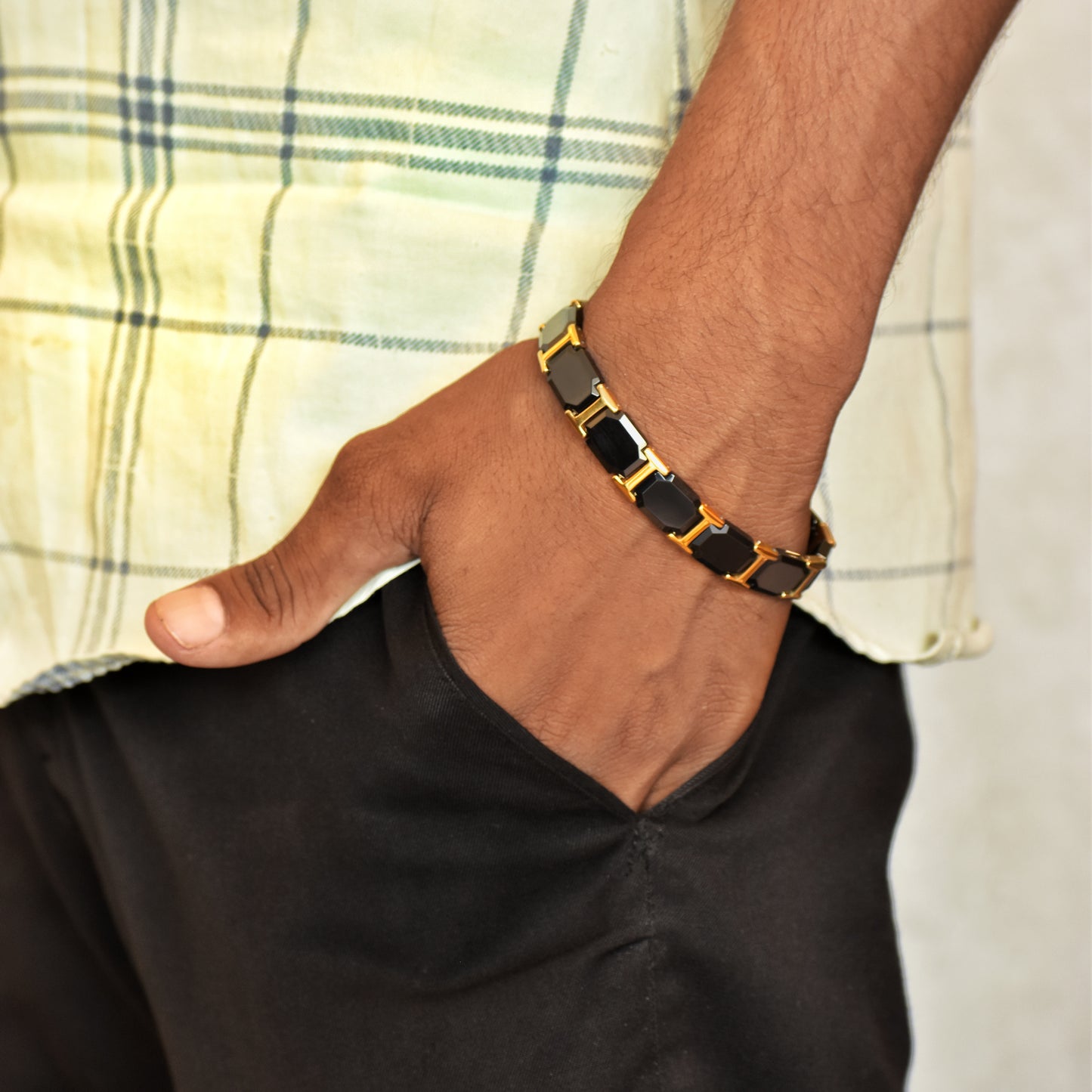 Stainless Steel + Ceramic Link Bracelet | Luxury Magnetic Style