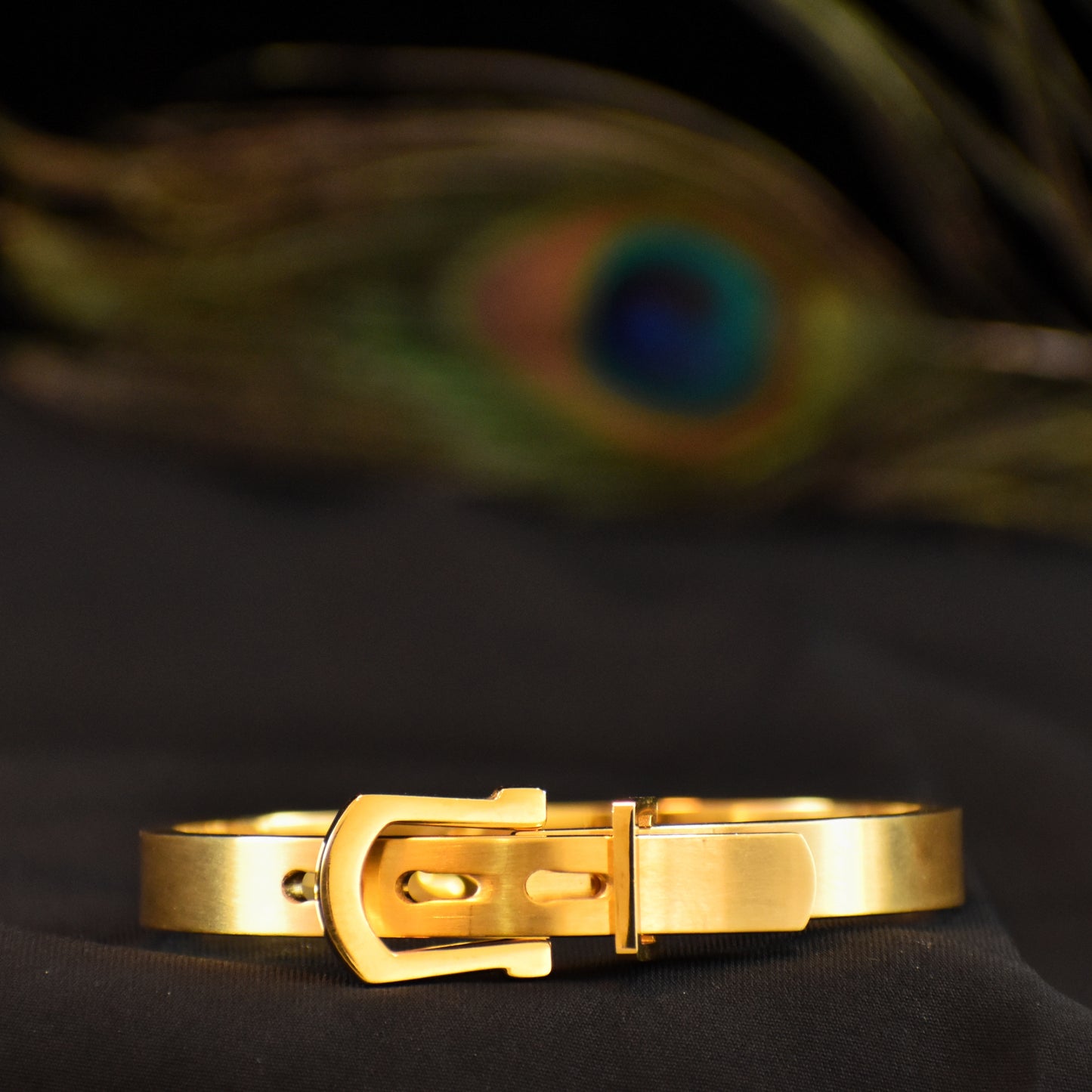 Gold-Plated Buckle Kada โ Bold, Unique & Adjustable - 6-Month Guarantee