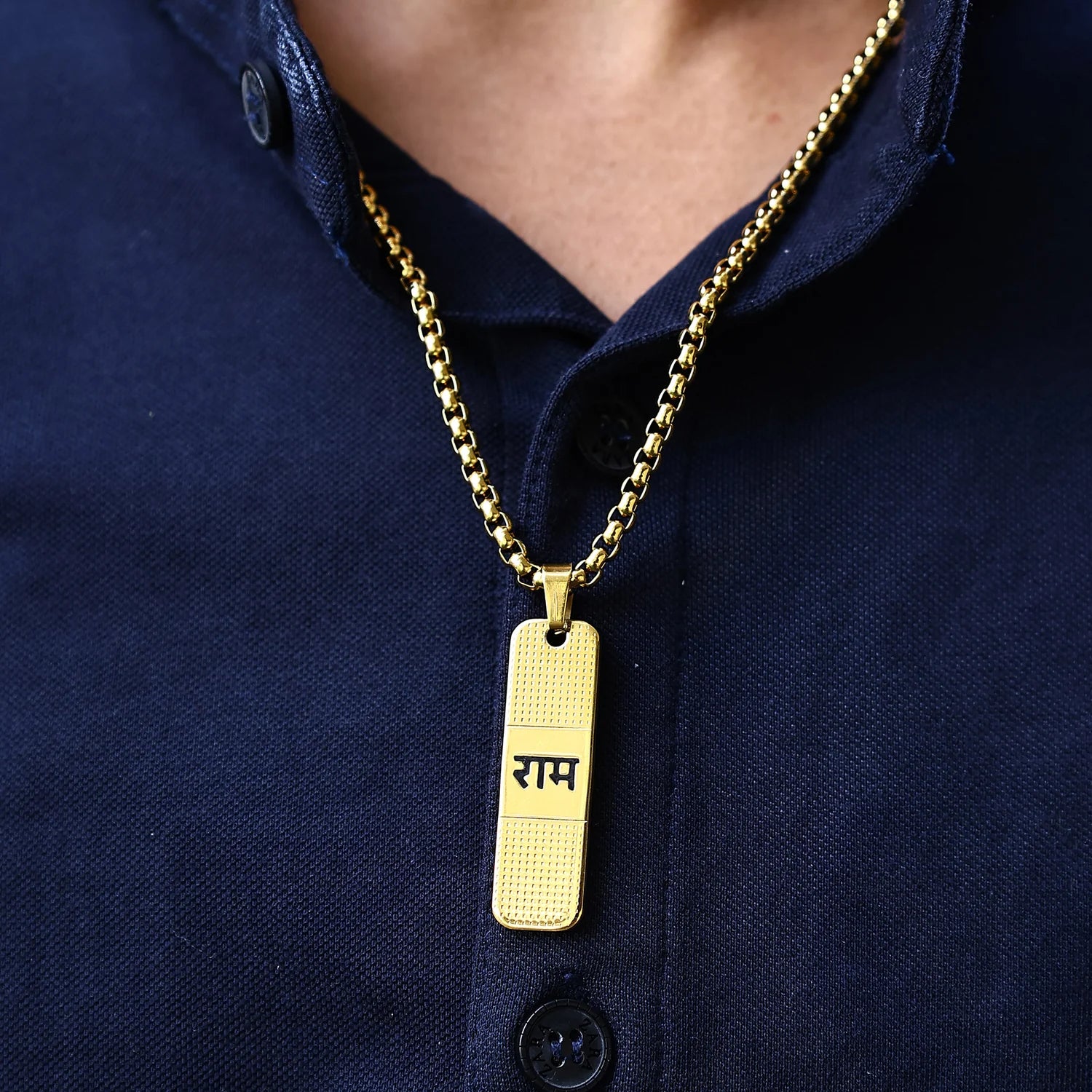 Gold Plated Shree Ram Kavach Pendant with Chain