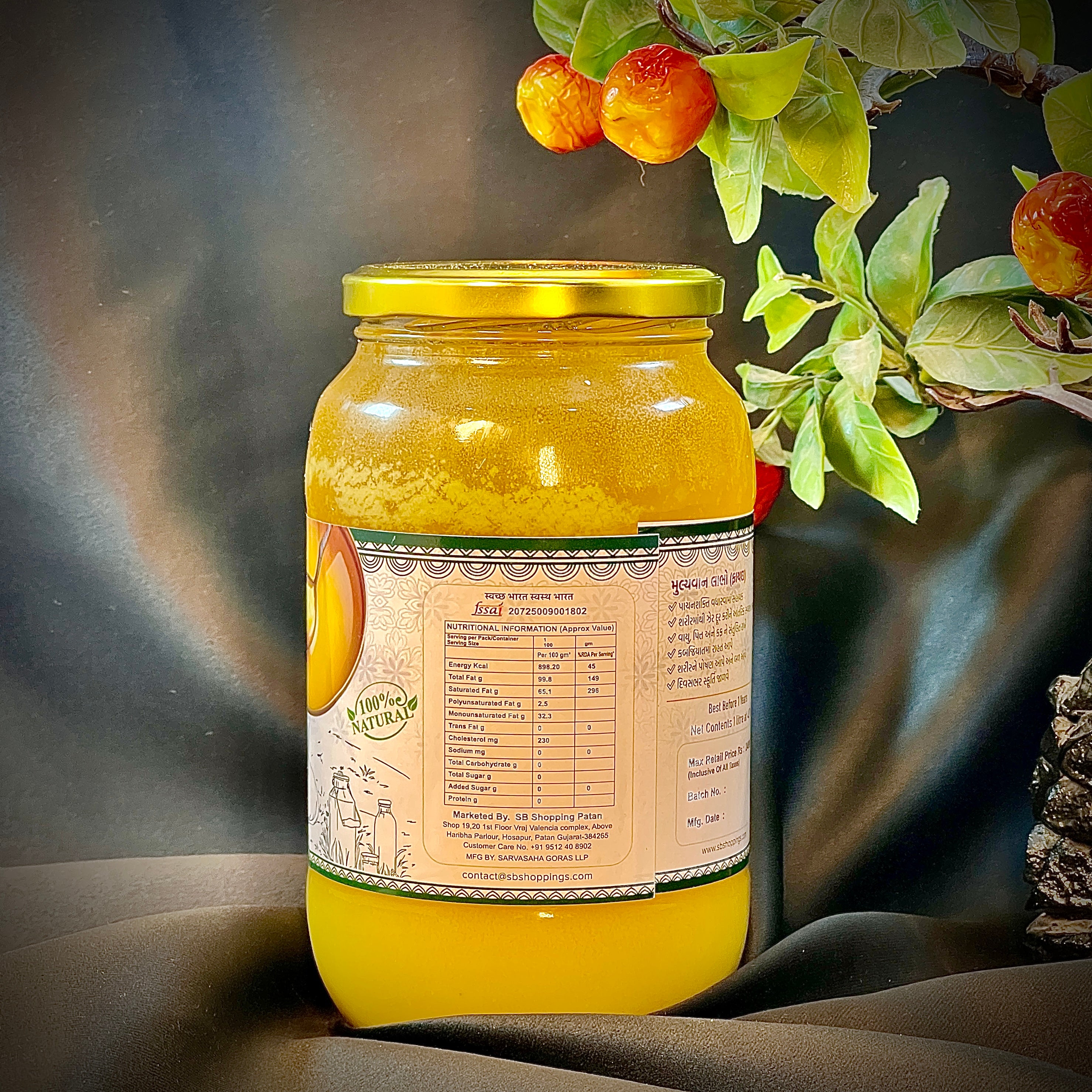 Desi Cow Pure Natural Ghee - મફુકાકાનું દેશી A2 ગાયનું ઘી – 100% શુદ્ધ, પ્રાકૃતિક અને લેબ ટેસ્ટેડ