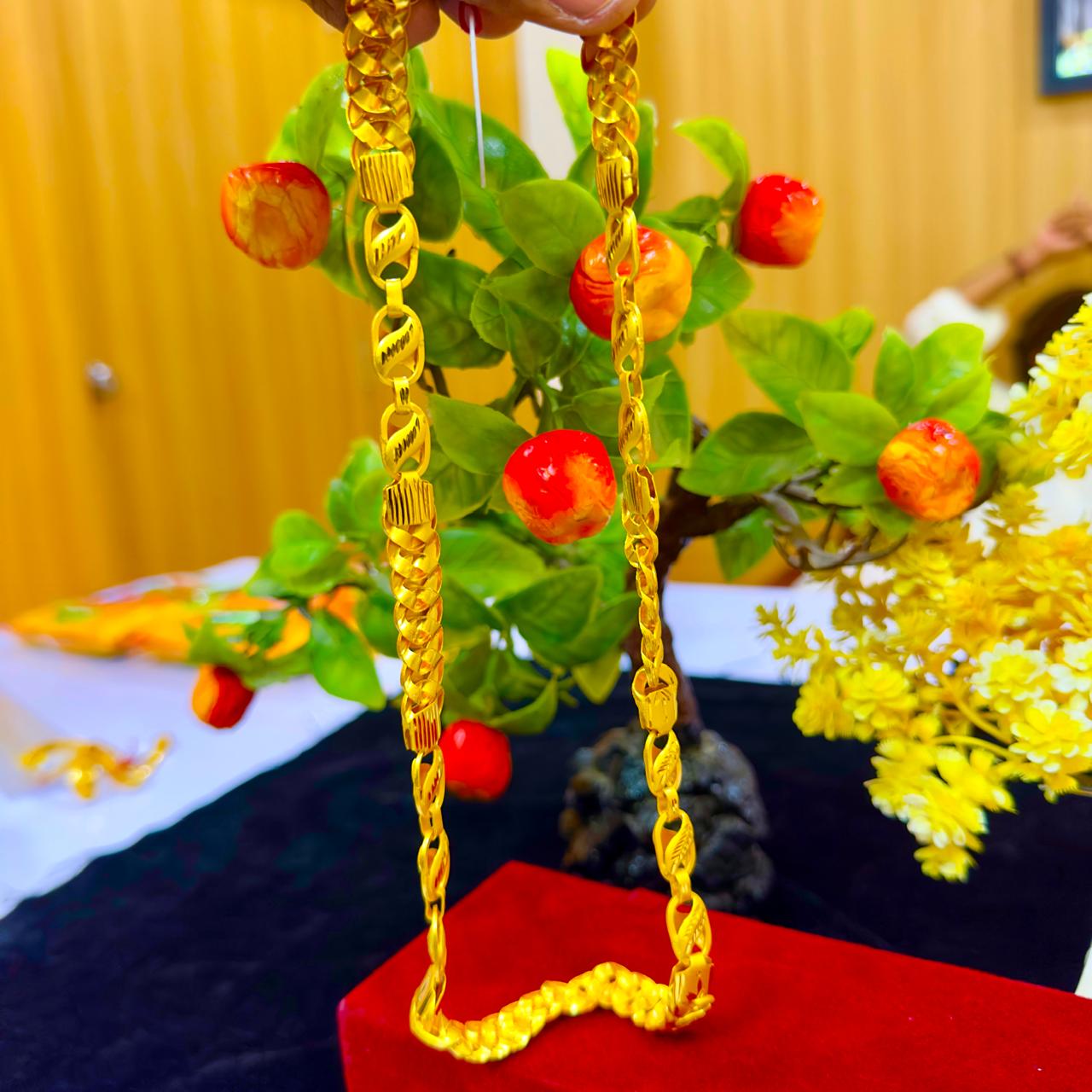 24 Carat Real Gold Plated Designer Chain Mala | 30% Refund Assured | રોયલ ચેઇન માળા 24 કેરેટ સોનાની હેવી પલેટિંગ સાથે