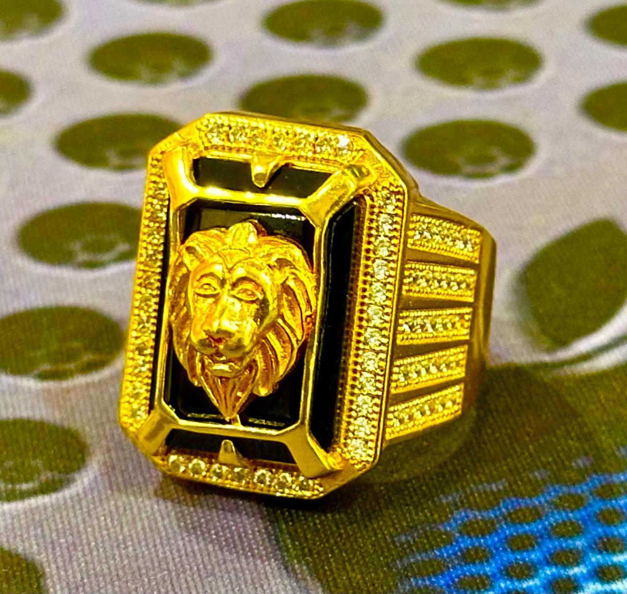 Lion Head Gold Plated Ring | સિંહ મુખ ગોલ્ડ પ્લેટેડ રિંગ