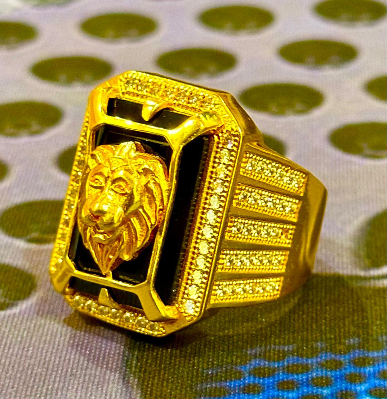 Lion Head Gold Plated Ring | સિંહ મુખ ગોલ્ડ પ્લેટેડ રિંગ