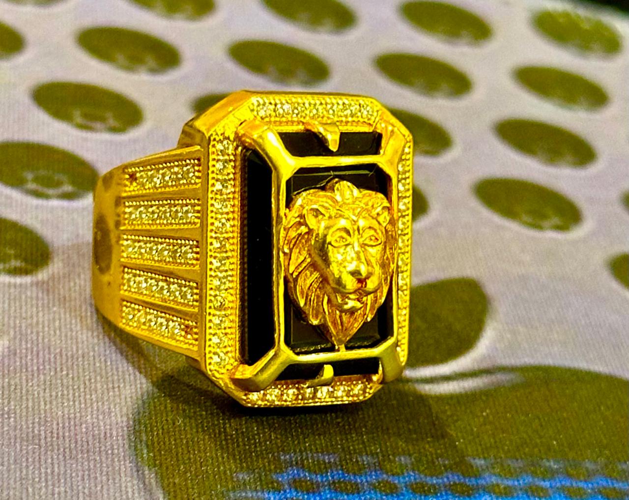 Lion Head Gold Plated Ring | સિંહ મુખ ગોલ્ડ પ્લેટેડ રિંગ