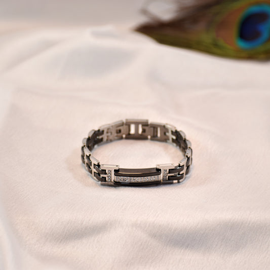Premium Ceramic & Silver-Plated Bracelet with Stone Detailing | IGP High Quality | 12 Months Shine