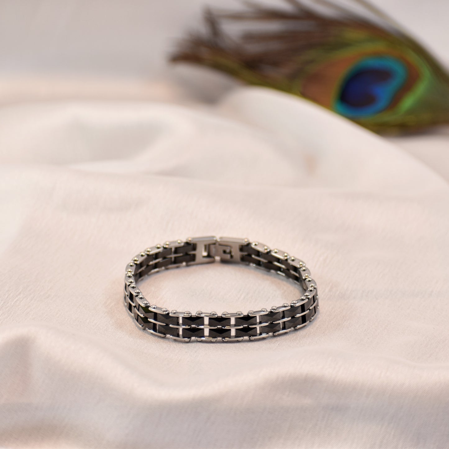 Premium Silver-Black Ceramic Bracelet – Stylish | Anti Tarnish | Long Lasting Shine
