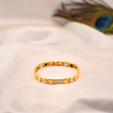 Golden Majesty – Premium Gold Bracelet | Stone Accent | Anti Tarnish & Long Lasting Shine