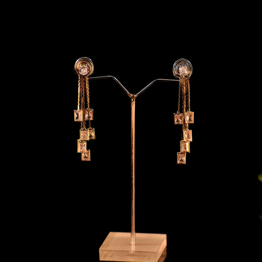 ✨ Premium Square Drop Crystal Earrings | Anti-Tarnish | Rust-Free | દૈનિક પહેરવા લાયક