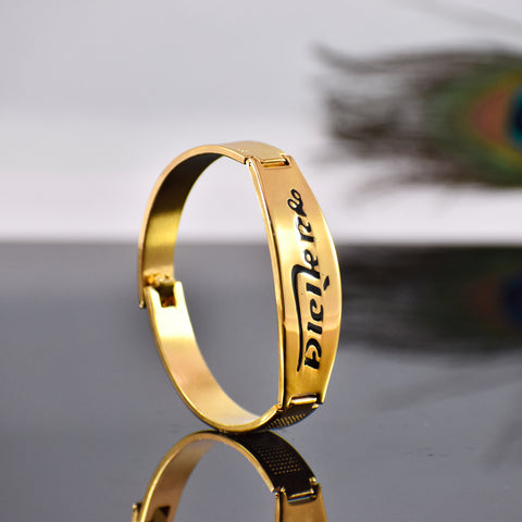 🙏 જય મોગલ Gold-Plated Kada – Divine Strength on Your Wrist  ✅ 12-Month Warranty