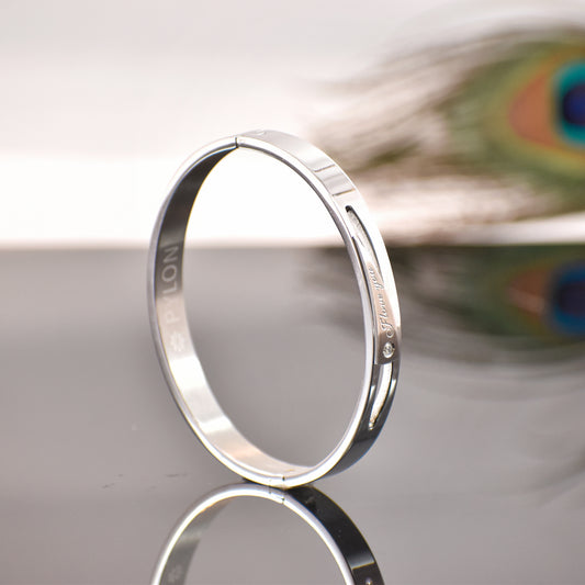 Men’s Stainless Steel “I Love You” Kada – Elegant Couple Bracelet with 6-Month Guarantee