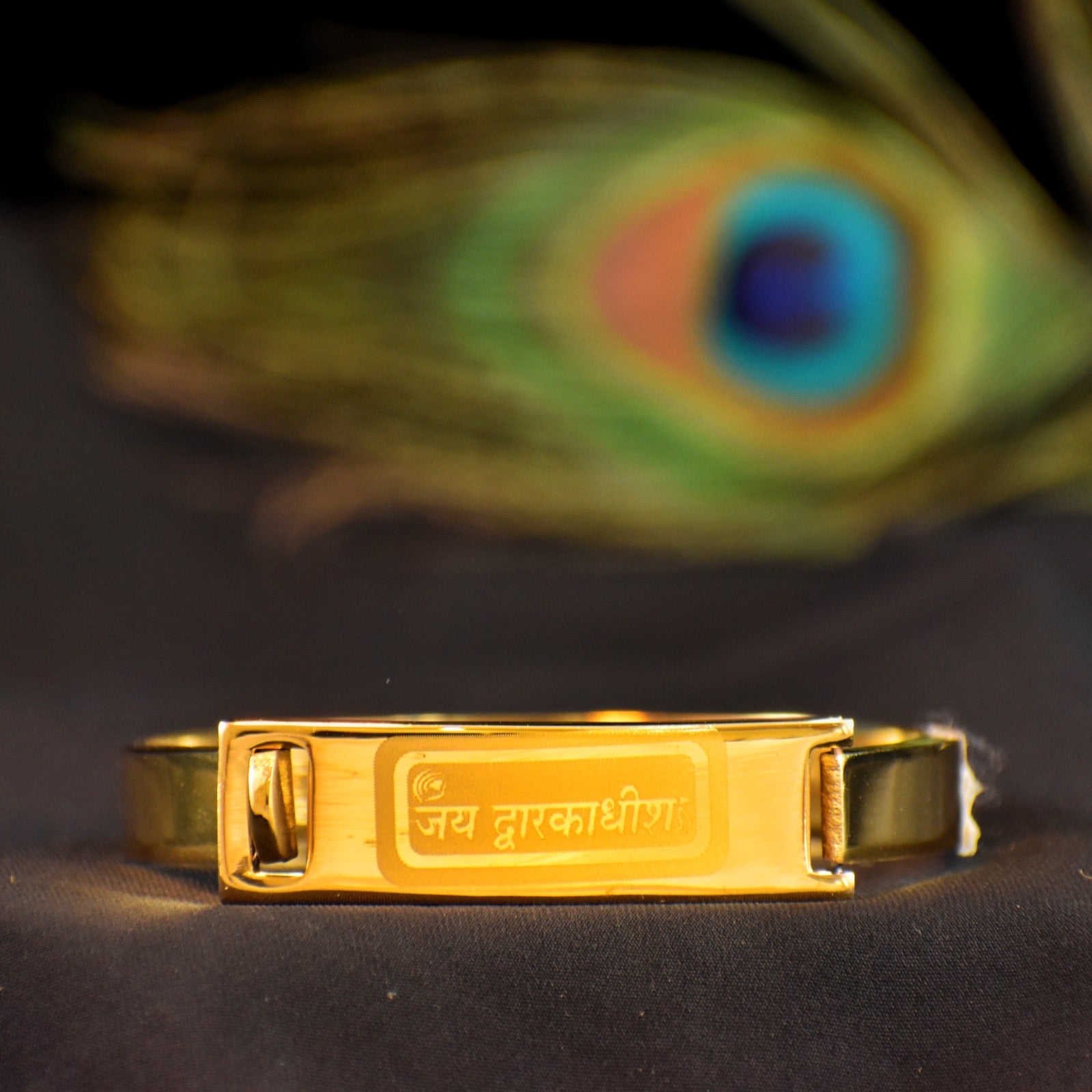 જય દ્વારકાધીશ Gold-Plated Kada for Men – Krishna Devotion in Style