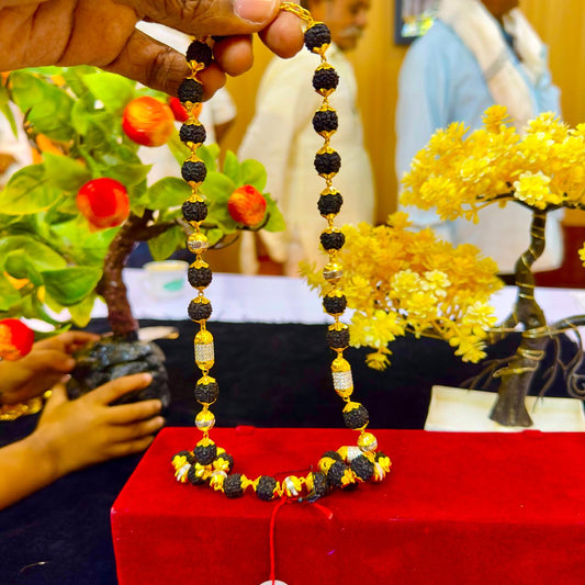 Natural Rudraksha Mala with 24K Gold Caps | Symbol of Divine Power - 30% Refund