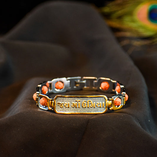 જય માં ઉમિયા -  Jay Ma Umiya Kada – Gold-Plated Divine Rudraksh Bracelet