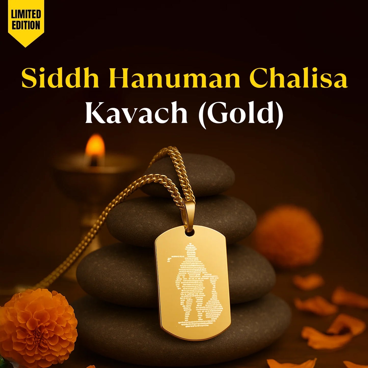 Hanuman Chalisa Gold Plated Pendant Neckalce Chain